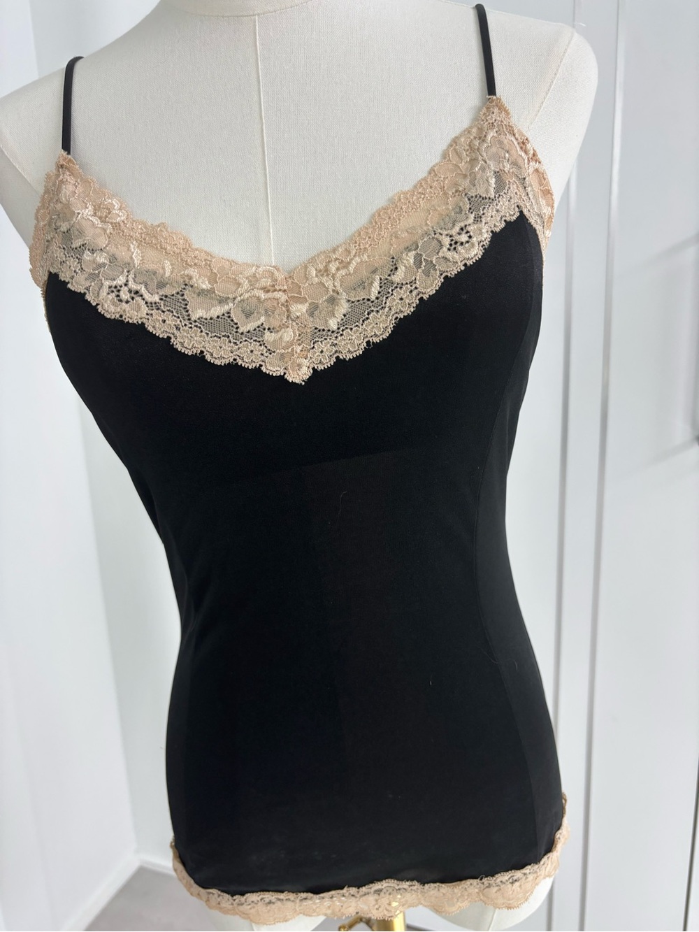 Victoria's Secret Black Camisole with Nude Lace Trim